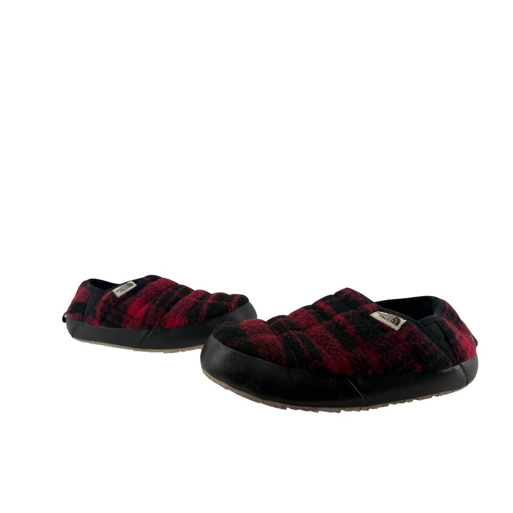 The North Face Black and Red Plaid Slippers Womens 6